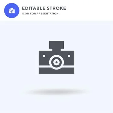 Camera icon vector, filled flat sign, solid pictogram isolated on white, logo Illustrazione stock