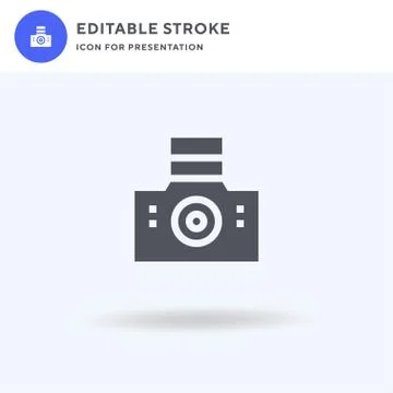 Camera icon vector, filled flat sign, solid pictogram isolated on white, logo Stockillustratie
