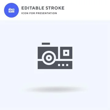 Camera icon vector, filled flat sign, solid pictogram isolated on white, logo Illustrazione stock