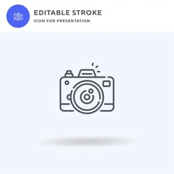 Camera icon vector, filled flat sign, solid pictogram isolated on white, logo Stock Illustration