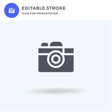 Camera icon vector, filled flat sign, solid pictogram isolated on white, logo Stockillustratie