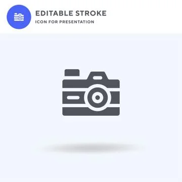 Camera icon vector, filled flat sign, solid pictogram isolated on white, logo Stock Illustration