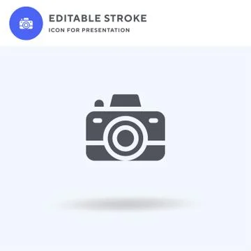 Camera icon vector, filled flat sign, solid pictogram isolated on white, logo Stock Illustration