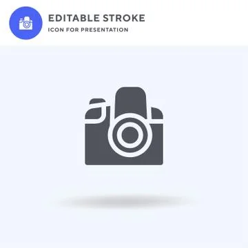 Camera icon vector, filled flat sign, solid pictogram isolated on white, logo Stock Illustration