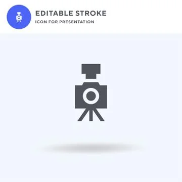 Camera icon vector, filled flat sign, solid pictogram isolated on white, logo Illustrazione stock