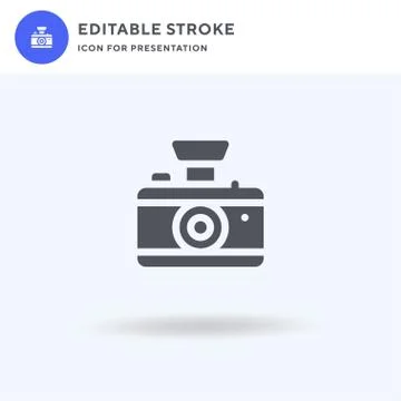 Camera icon vector, filled flat sign, solid pictogram isolated on white, logo Stock Illustration