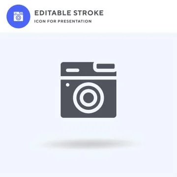 Camera icon vector, filled flat sign, solid pictogram isolated on white, logo Stock Illustration