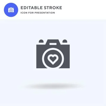 Camera icon vector, filled flat sign, solid pictogram isolated on white, logo Illustrazione stock