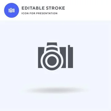Camera icon vector, filled flat sign, solid pictogram isolated on white, logo Stock Illustration