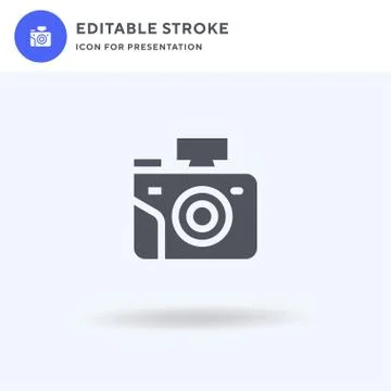 Camera icon vector, filled flat sign, solid pictogram isolated on white, logo Illustrazione stock