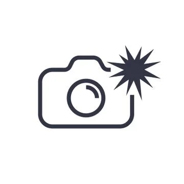 Camera icon vector illustration. Isolated photocamera with flash symbol. Phot Illustrazione stock