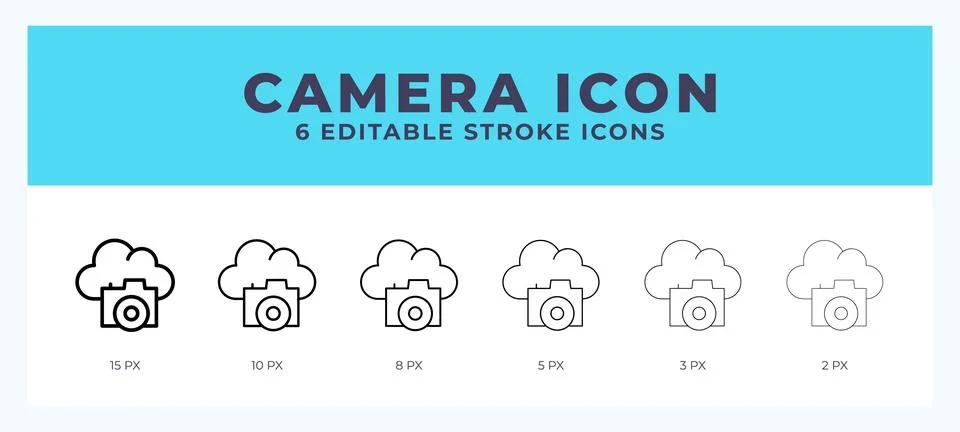 Camera icon vector for web. And mobile app. Editable stroke outline icon. Stock Illustration