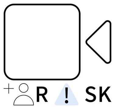 Camera icon with visual elements representing user addition and risk caution Stock Illustration