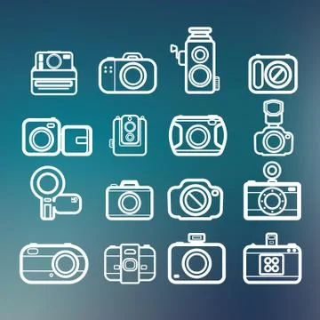 Camera icons of abstract blur backgrounds, vector eps10 Stock Illustration