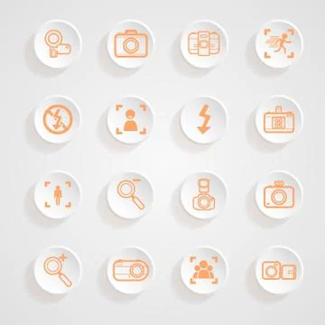 Camera icons and menu camera icons icons button shadows  vector set Stock Illustration