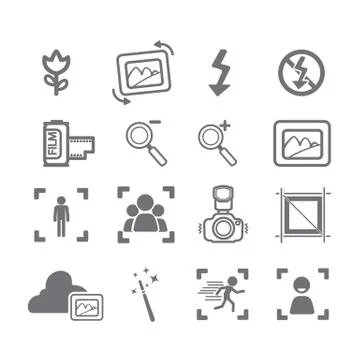 Camera icons menu Stock Illustration