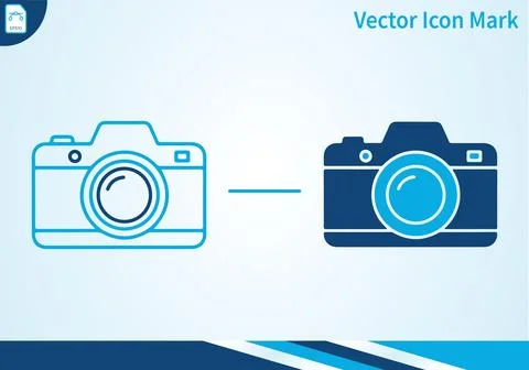 Camera icons, outline and solid, for photography. Stock-Illustration