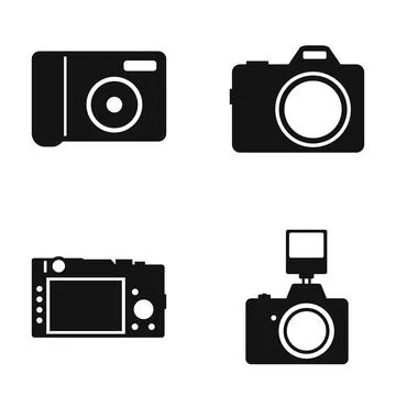 Camera icons representing different photography devices Stock Illustration