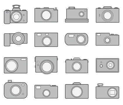 Camera icons set Illustrazione stock
