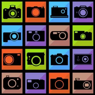 Camera icons set Stock Illustration