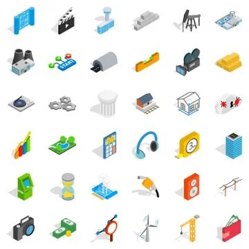Camera icons set, isometric style Stock Illustration