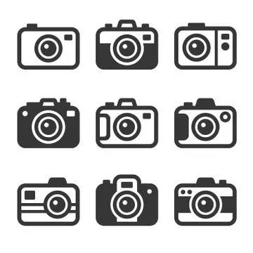 Camera Icons Set on White Background. Vector 库存插图