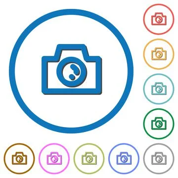 Camera icons with shadows and outlines Illustrazione stock