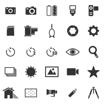 Camera icons on white background Stock Illustration