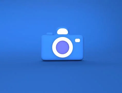 Camera Illustration on Blue Bg 3d render illustration Stock Illustration