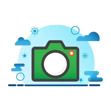 Camera illustration. Flat vector icon.  Stock Illustration