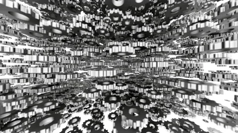 The camera is inside countless rotating gears. Seamless loop. Stock Footage 126164420