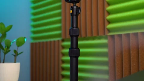 The camera is installed on a table on a special tripod Stock Footage 267099775