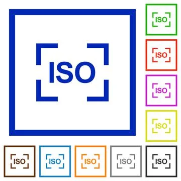 Camera iso speed setting flat framed icons Illustrazione stock