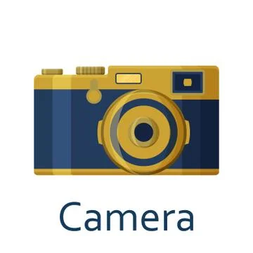 Camera isolated on the white background. Vector illustration. Illustrazione stock