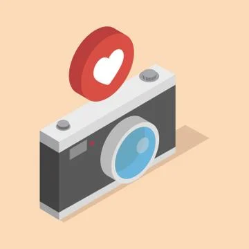Camera isometric 3d style with notifications Stock Illustration
