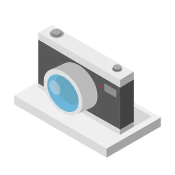 Camera isometric 3d style on a white background 库存插图