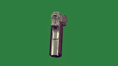 Camera on it and gun background close up of isolated isolated on green screen 스톡 동영상 336884544