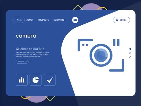 Camera Landing page website template design Free Stock Illustration