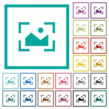 Camera landscape mode flat color icons with quadrant frames Stock Illustration