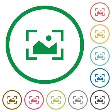 Camera landscape mode flat icons with outlines Stock Illustration