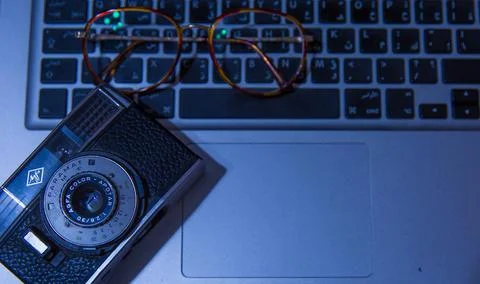 Camera on laptop Stock Photos