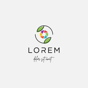 Camera Leaf Logo Template Design Vector Icon Stock Illustration