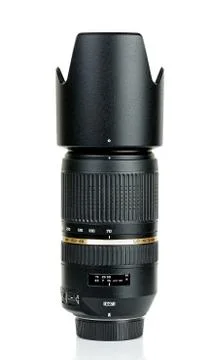 Camera len isolated on the white background Stock Photos