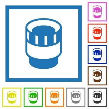 Camera lens alternate flat framed icons イラスト素材