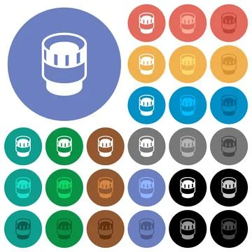 Camera lens alternate round flat multi colored icons Stock Illustration