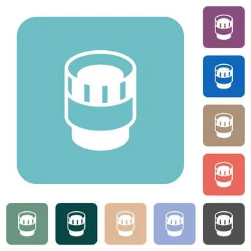 Camera lens alternate rounded square flat icons Stock Illustration