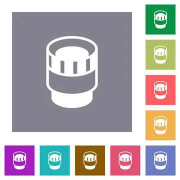 Camera lens alternate square flat icons Stock Illustration