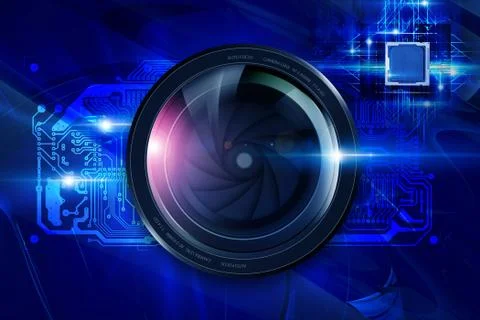 Camera lens and circuit board Stock Illustration