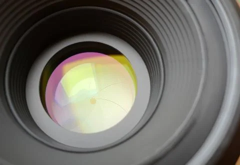 Camera lens aperture closeup 库存照片