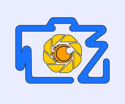 Camera lens aperture icon and logo design, abstract photography symbol Stock Illustration